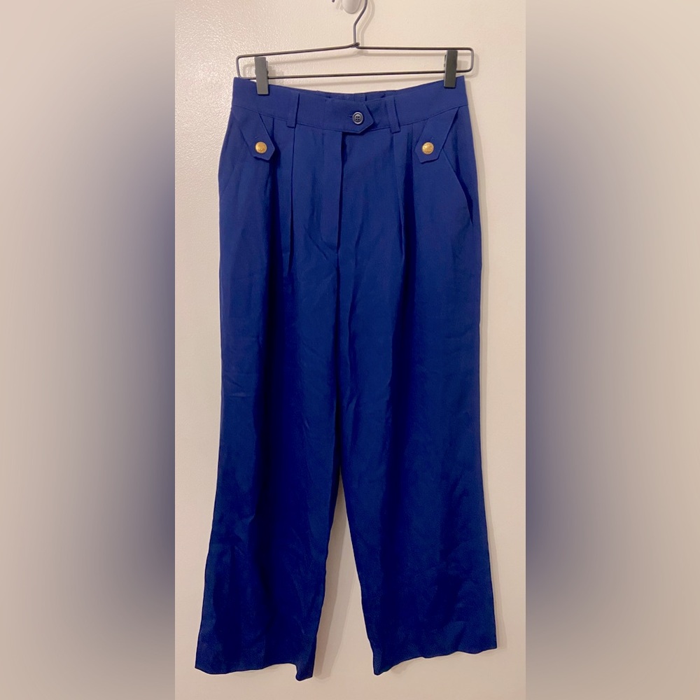 VINTAGE Escada Margaretha Ley Blue Trousers - Size